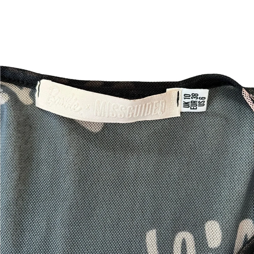 Barbie X Misguided Black Netted T-shirt Size 10 UK Womens T-shirt - Picture 6 of 9